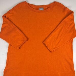chicos elbow sleeve cashmere blend boat neck rust orange sweater top
